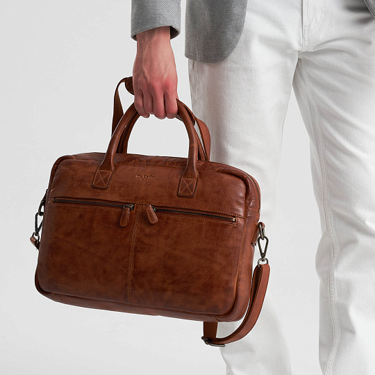 Деловая сумка Dr.Koffer из натуральной кожи коричневая