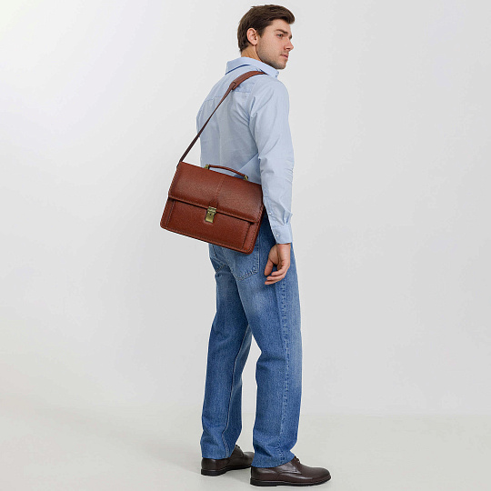 Портфель Dr.Koffer из натуральной кожи светло-коричневый