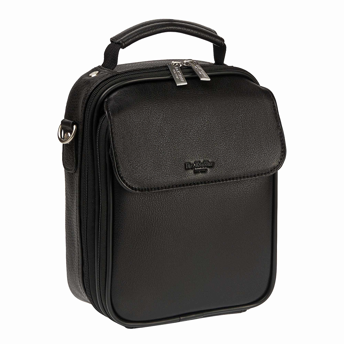 Черная кожаная сумка для документов с теснением Dr.Koffer B216170-02-04