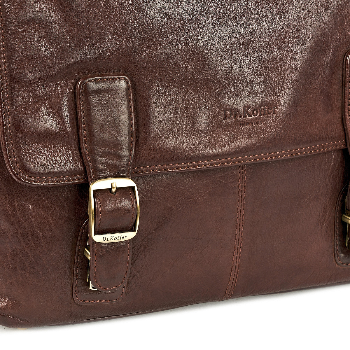 Портфель Dr.Koffer из натуральной кожи темно-коричневый