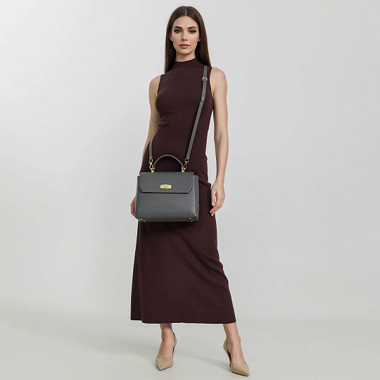 Женская сумка  Dr. Koffer из натуральной кожи серая