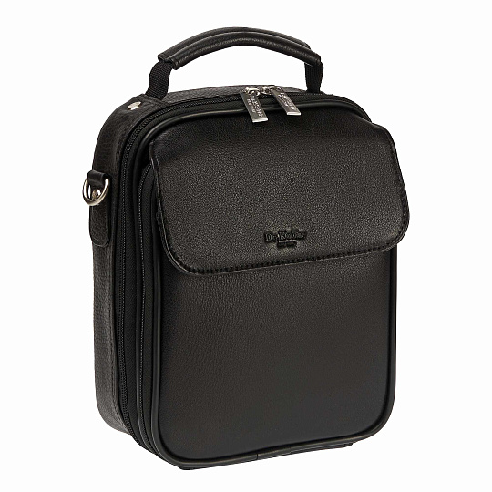 Черная кожаная сумка для документов с теснением Dr.Koffer B216170-02-04