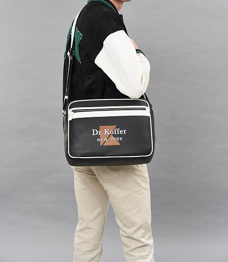 Сумка через плечо Dr.Koffer из натуральной кожи черная