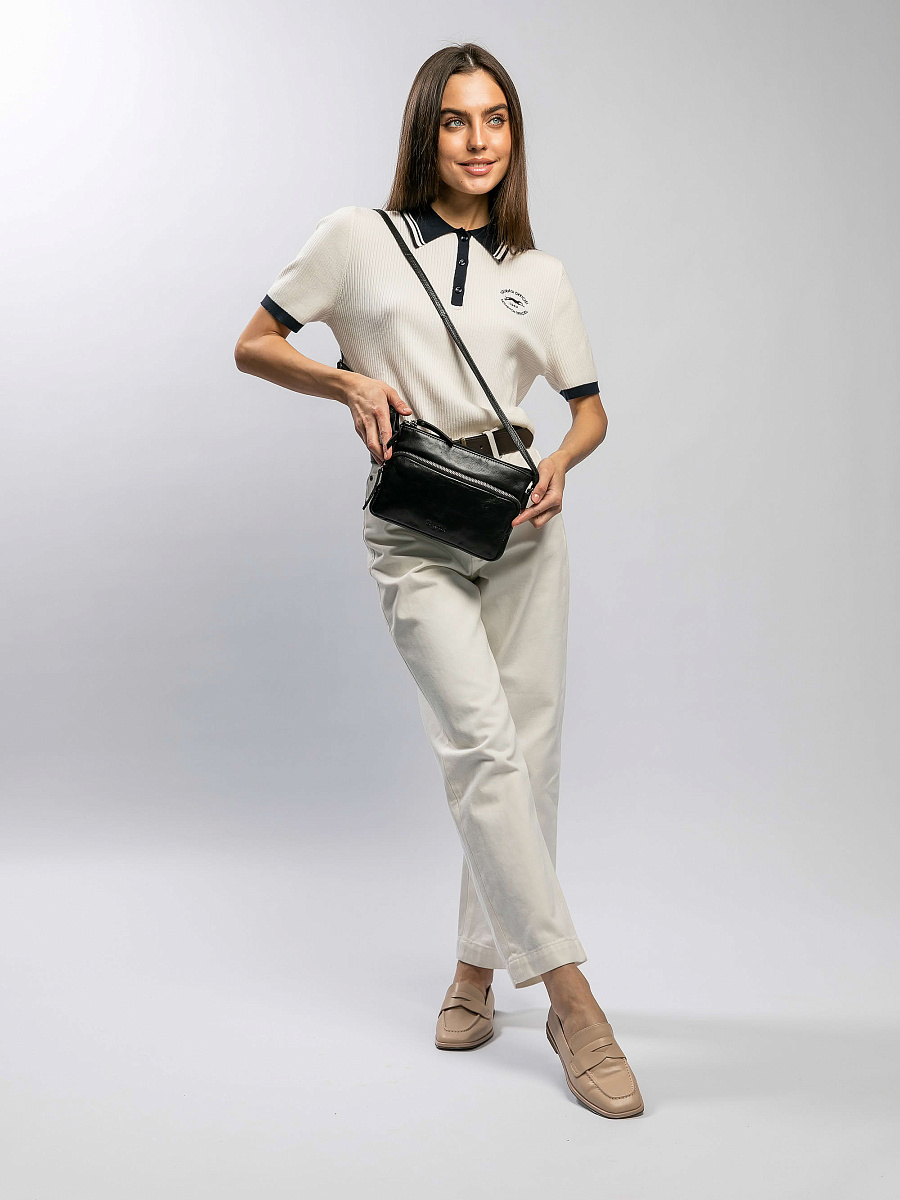 Сумка через плечо Dr.Koffer из натуральной кожи черная