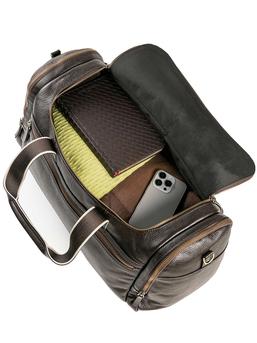 Дорожная сумка Dr. Koffer из натуральной кожи коричневая