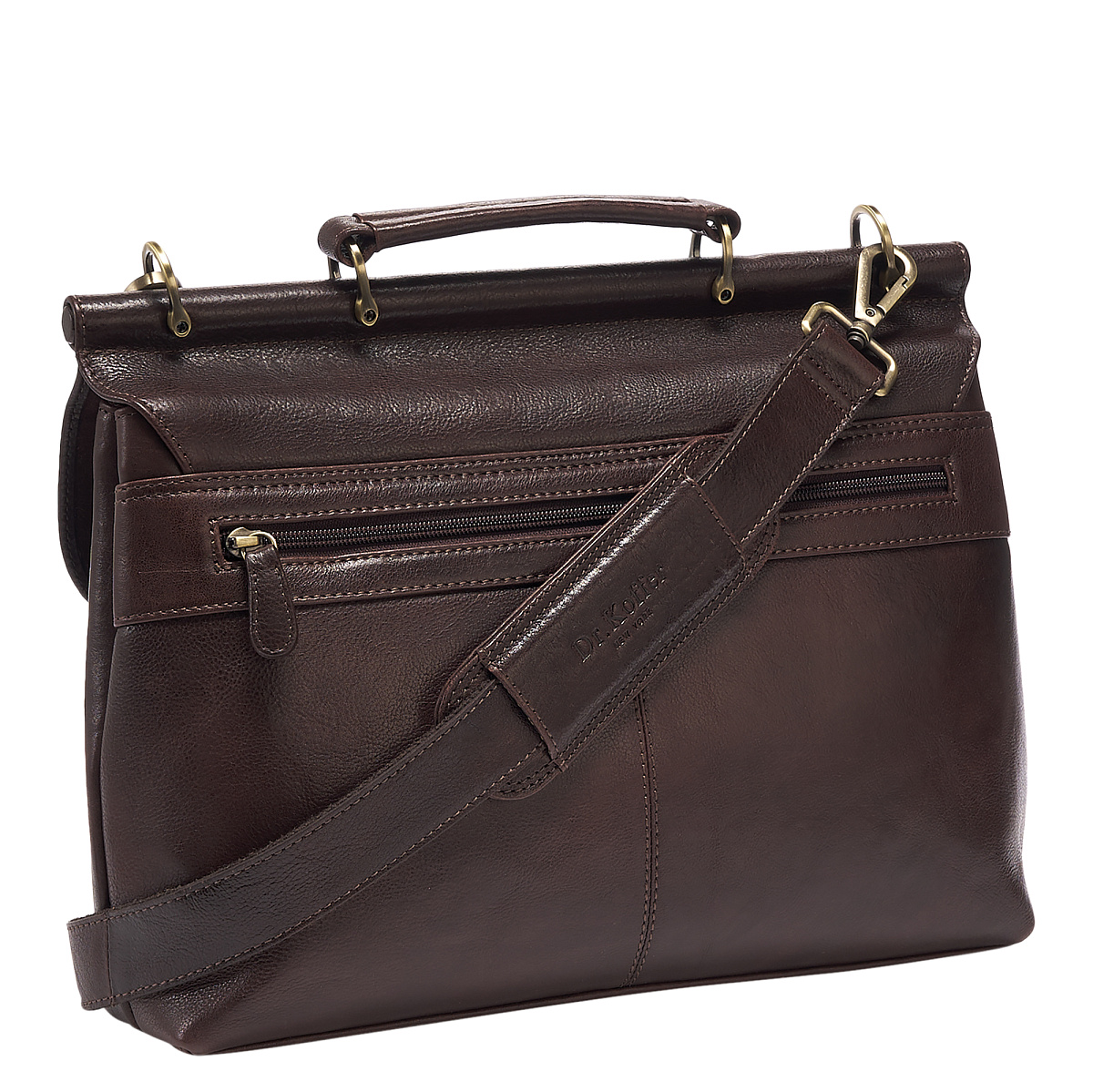 Портфель Dr.Koffer из натуральной кожи темно-коричневый