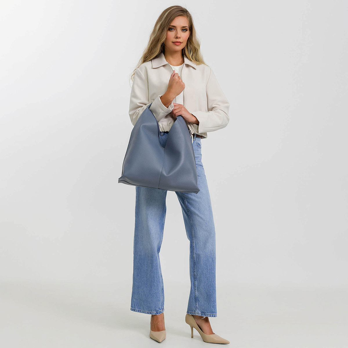 Женская сумка Dr.Koffer из натуральной кожи серая