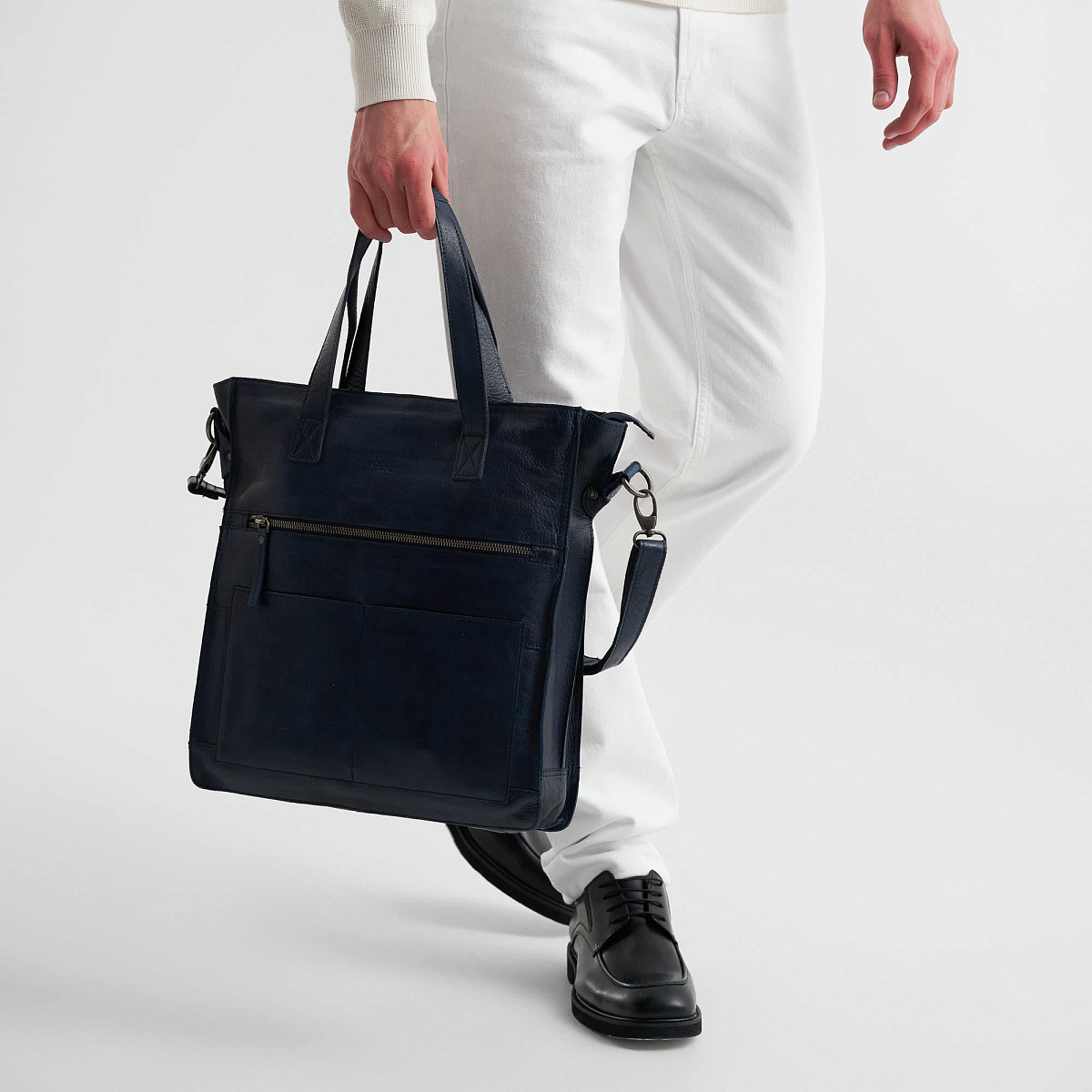 Деловая сумка Dr.Koffer из натуральной кожи синяя