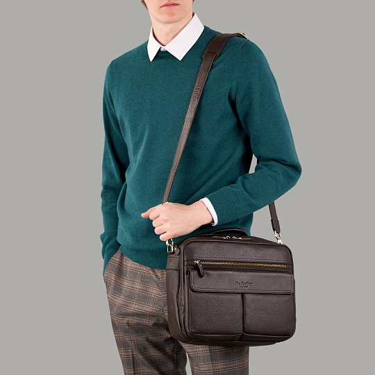 Сумка через плечо Dr.Koffer из натуральной кожи коричневая