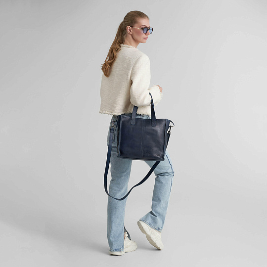 Деловая сумка Dr.Koffer из натуральной кожи синяя