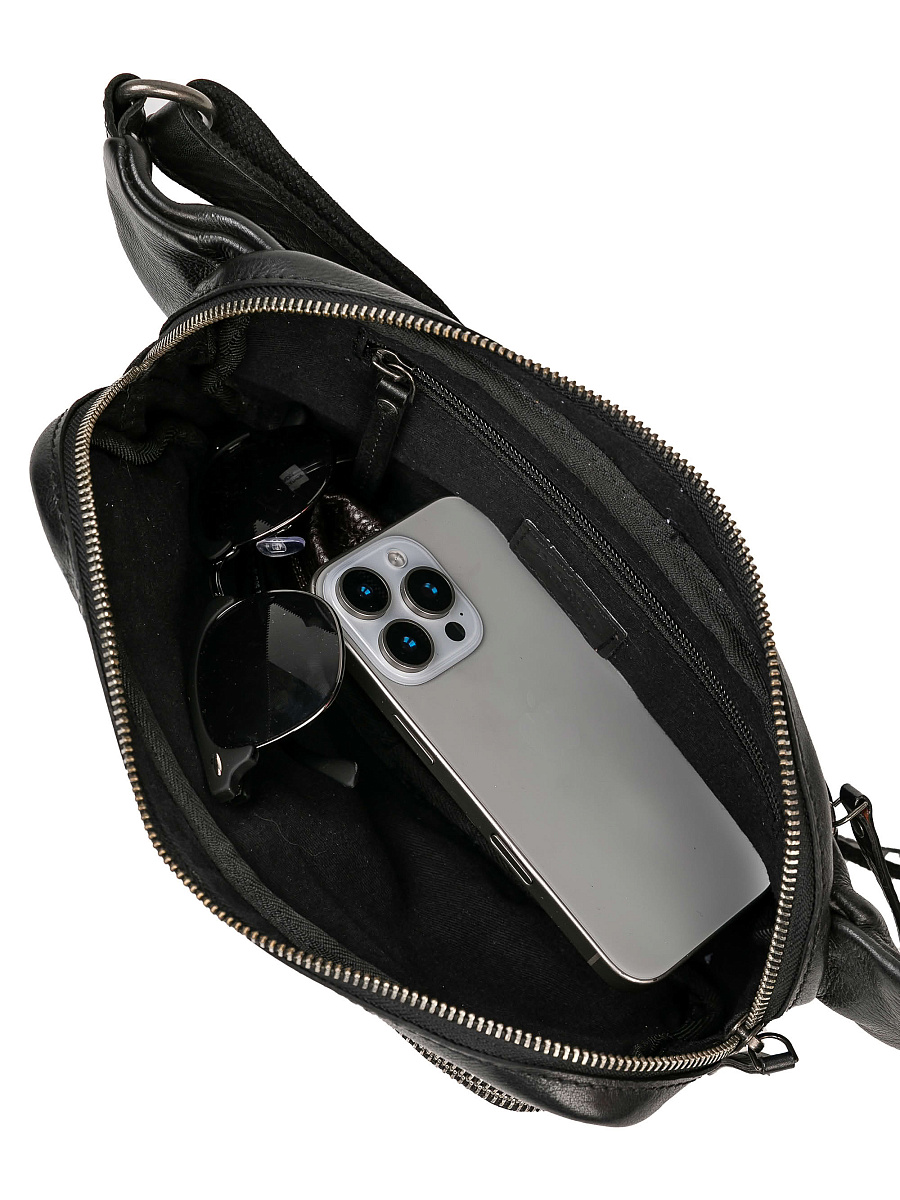 Сумка на пояс Dr. Koffer из натуральной кожи черная