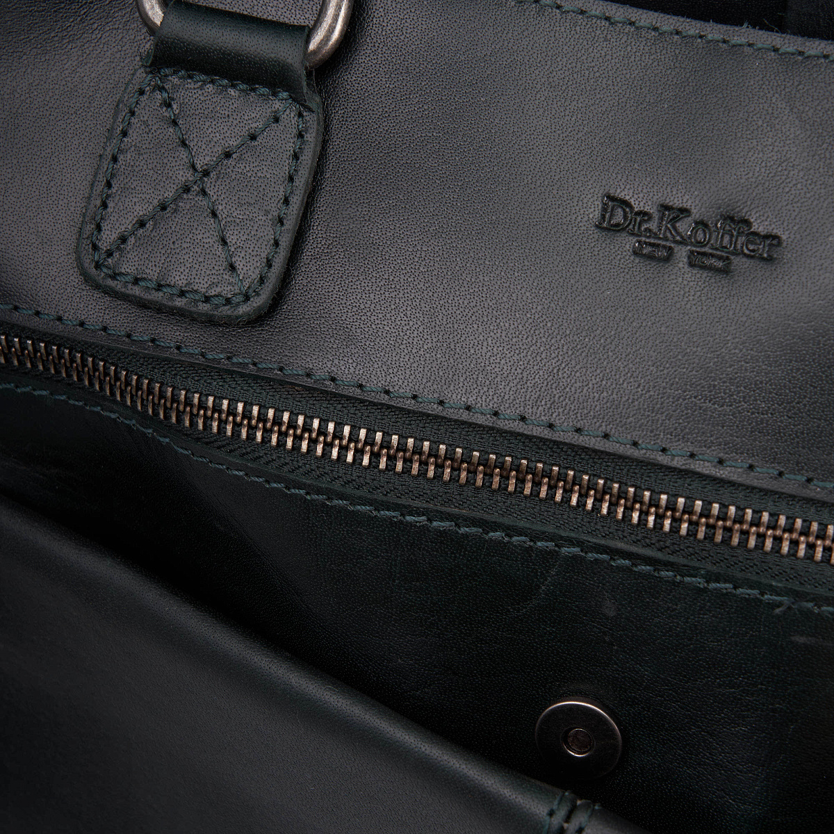 Деловая сумка Dr.Koffer из натуральной кожи зеленая