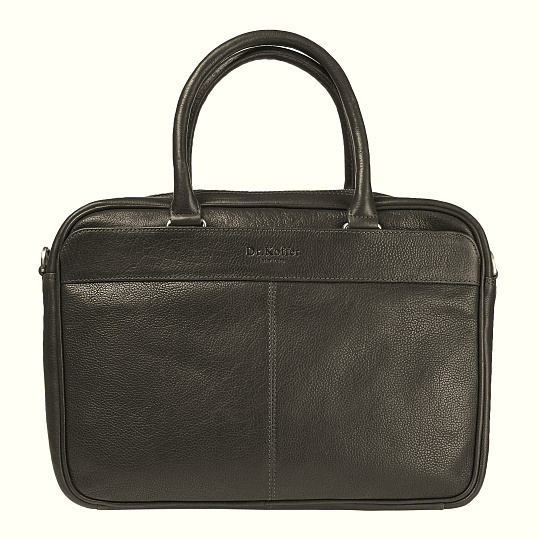 Деловая сумка Dr.Koffer из натуральной кожи черная