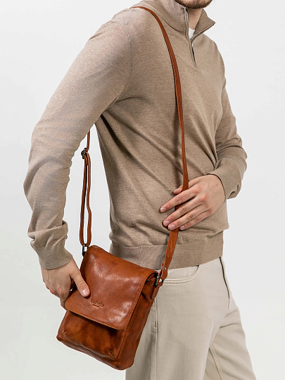 Сумка через плечо Dr.Koffer из натуральной кожи коричневая