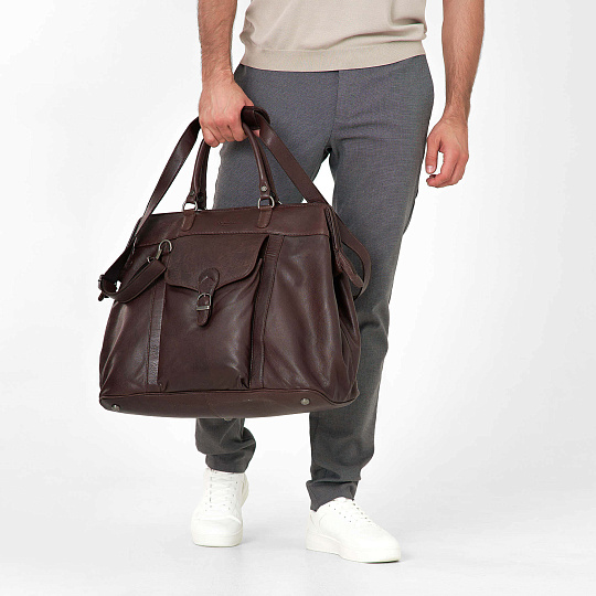 Сумка дорожная Dr.Koffer из натуральной кожи коричневая