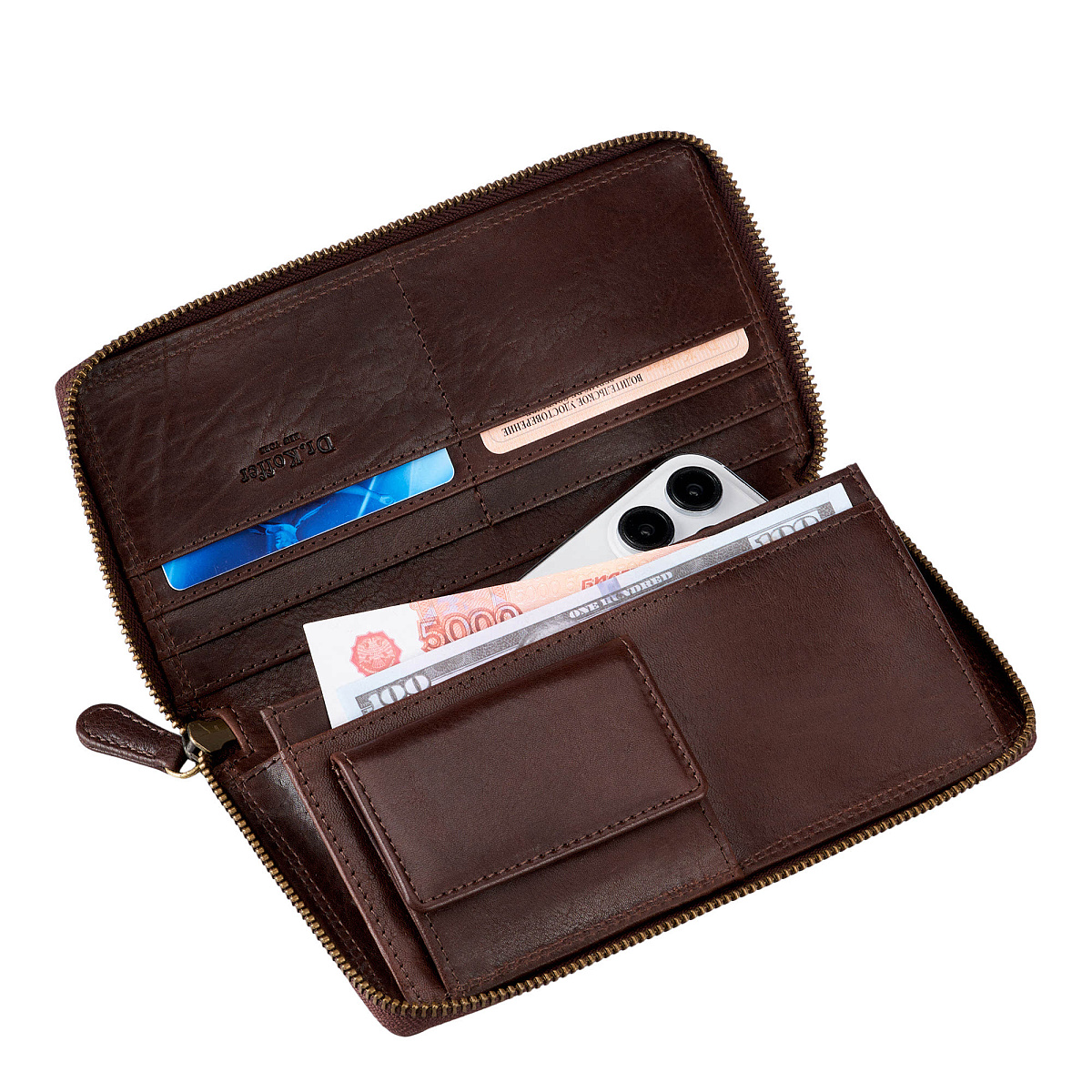 Портмоне Dr.Koffer из натуральной кожи коричневое