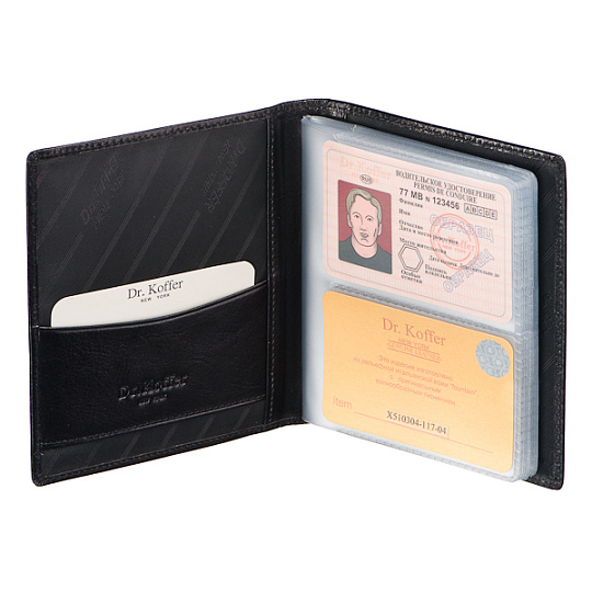 Визитница Dr.Koffer из натуральной кожи черная