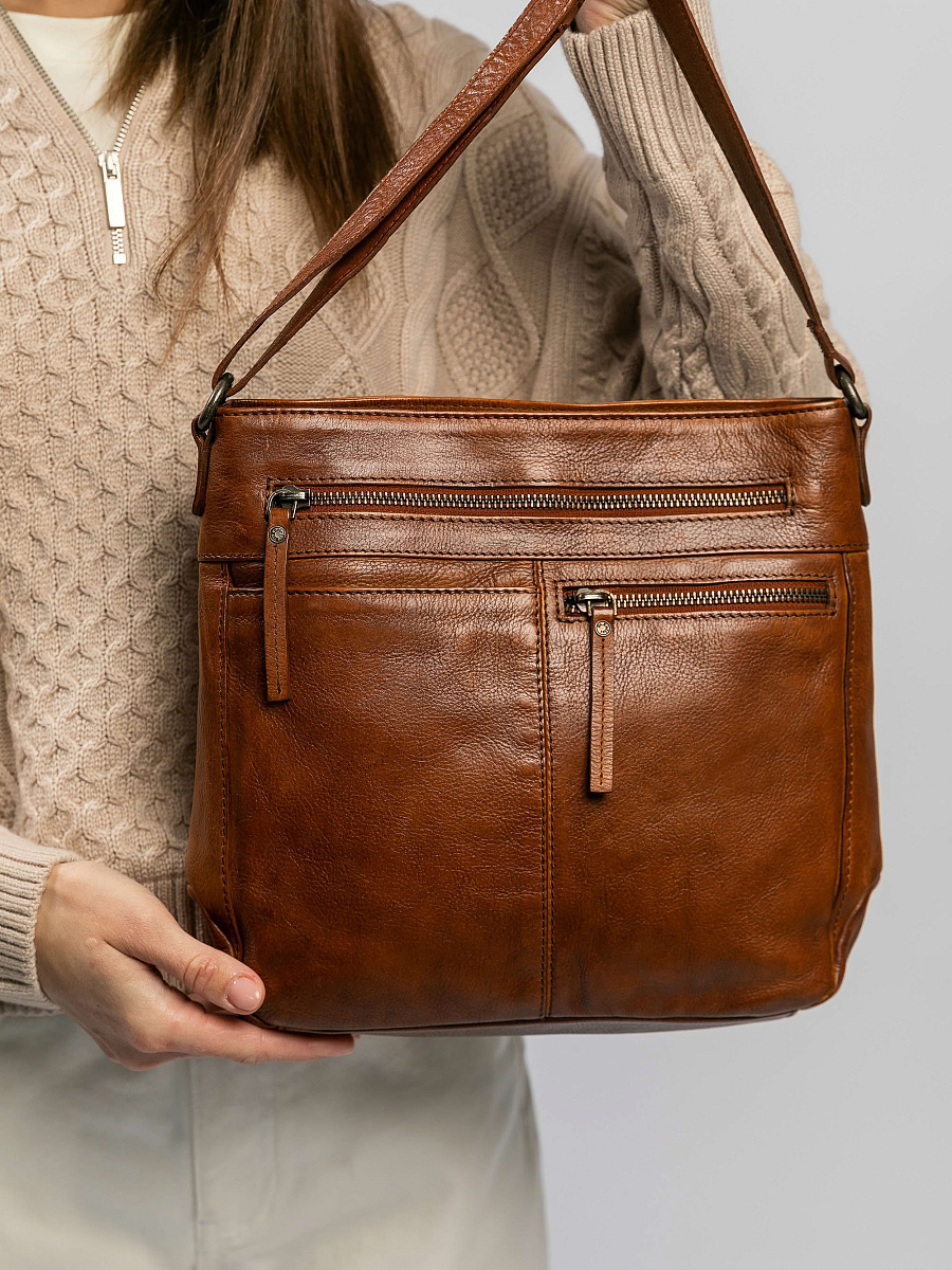 Сумка через плечо Dr.Koffer из натуральной кожи коричневая