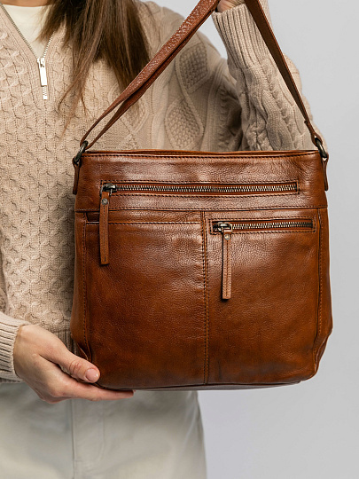 Сумка через плечо Dr.Koffer из натуральной кожи коричневая