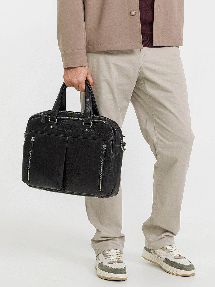 Деловая сумка Dr.Koffer из натуральной кожи черная