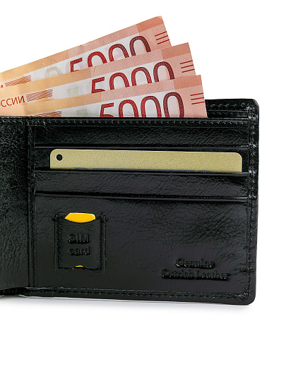 Портмоне Dr.Koffer из натуральной кожи черное