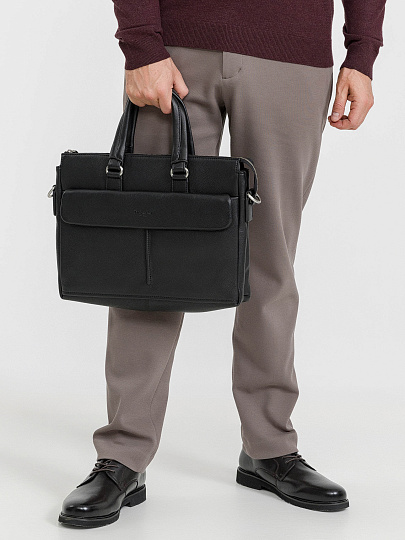 Деловая сумка Dr.Koffer из натуральной кожи черная