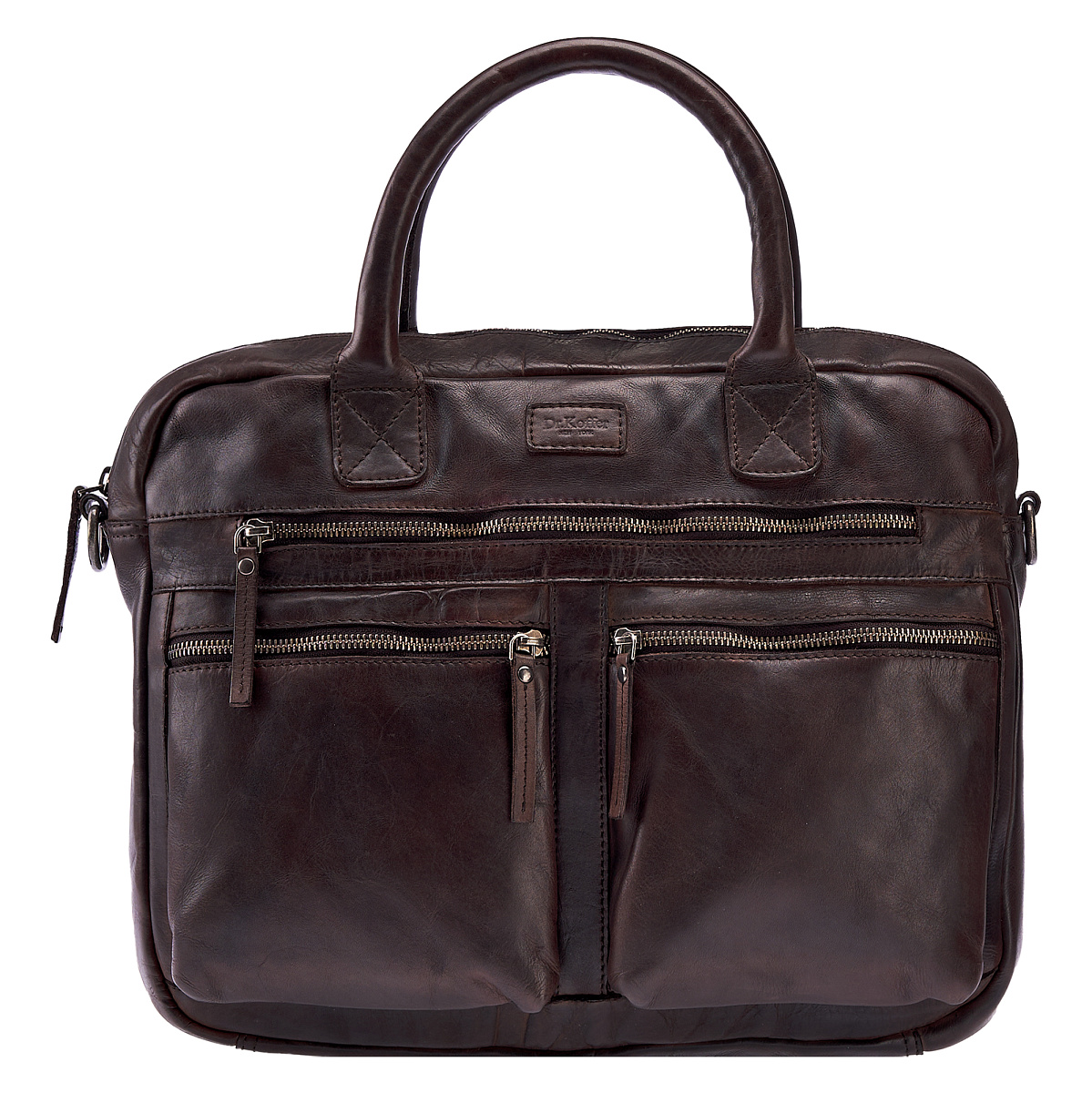 Деловая сумка Dr.Koffer из натуральной кожи темно-коричневая