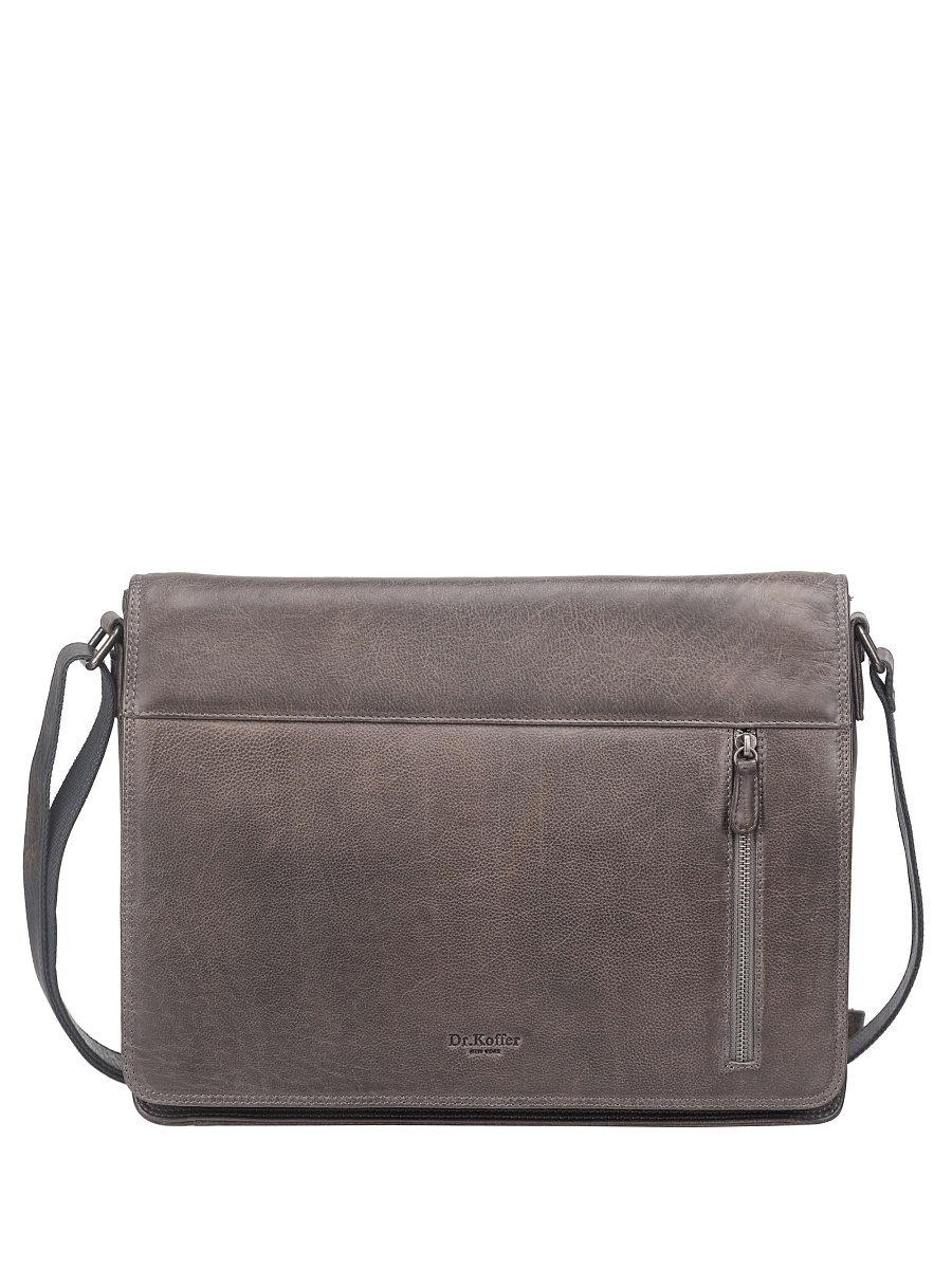Сумка через плечо Dr. Koffer из натуральной кожи серая