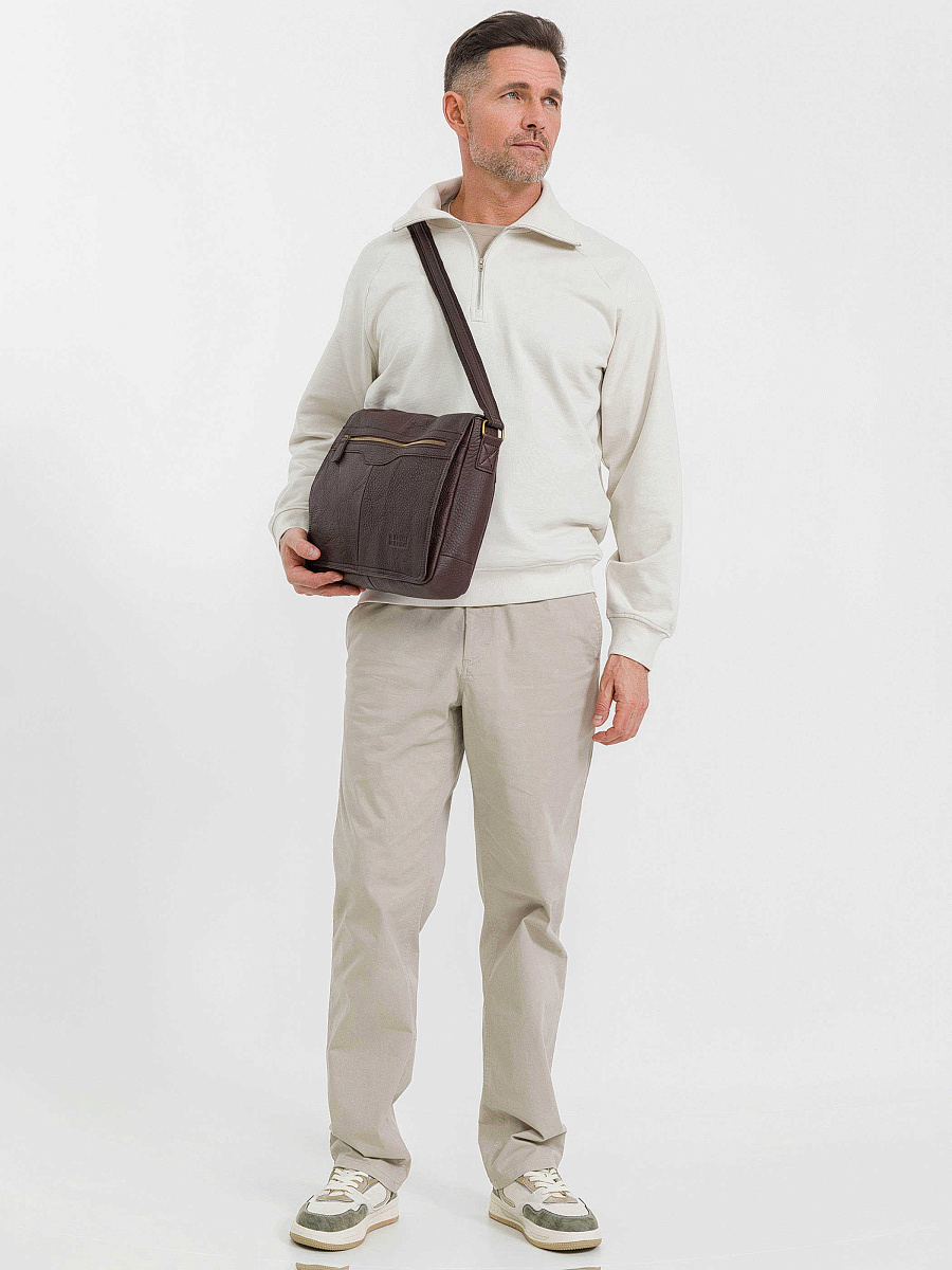 Деловая сумка Dr.Koffer из натуральной кожи темно-коричневая