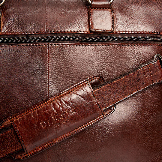 Деловая сумка Dr.Koffer из натуральной кожи темно-коричневая
