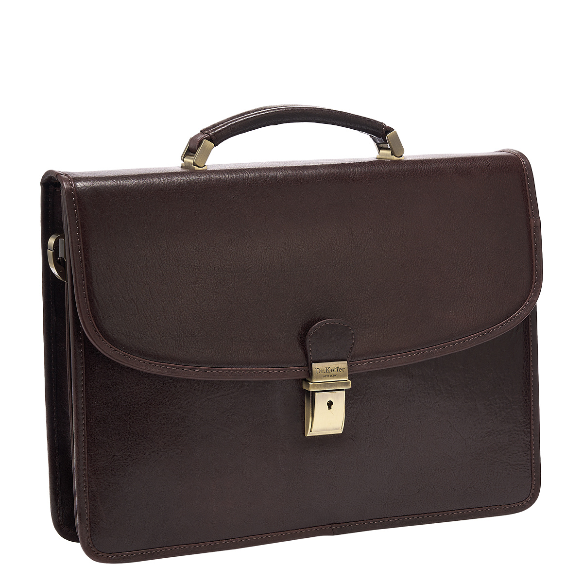 Портфель Dr.Koffer из натуральной кожи темно-коричневый