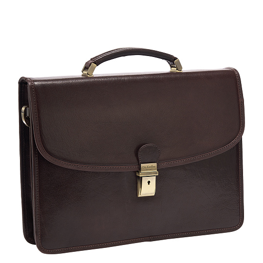Портфель Dr.Koffer из натуральной кожи темно-коричневый