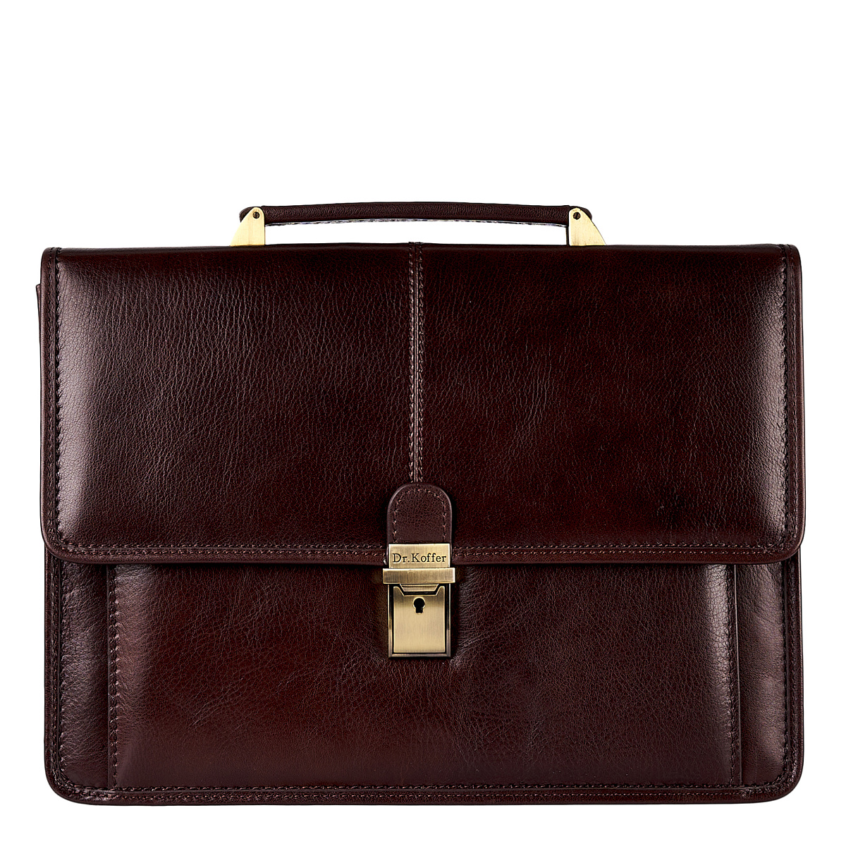 Портфель Dr.Koffer из натуральной кожи темно-коричневый