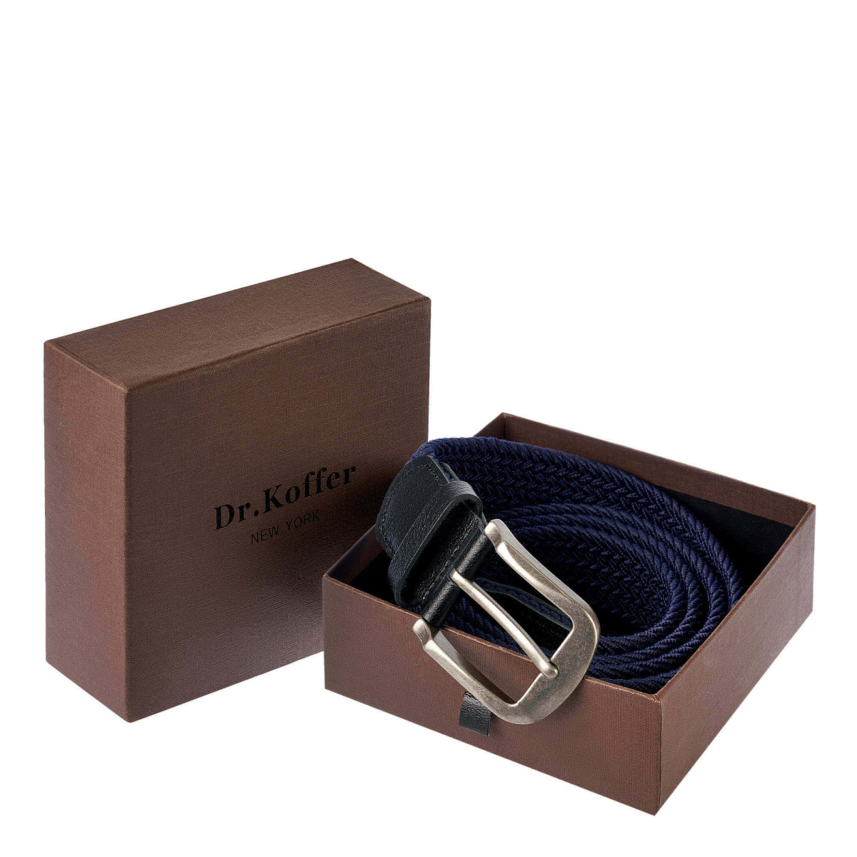 Ремень Dr.Koffer из натуральной кожи и текстиля синий