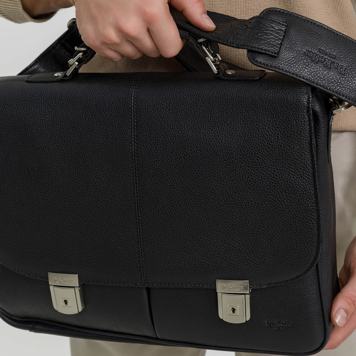 Портфель Dr.Koffer из натуральной кожи черный