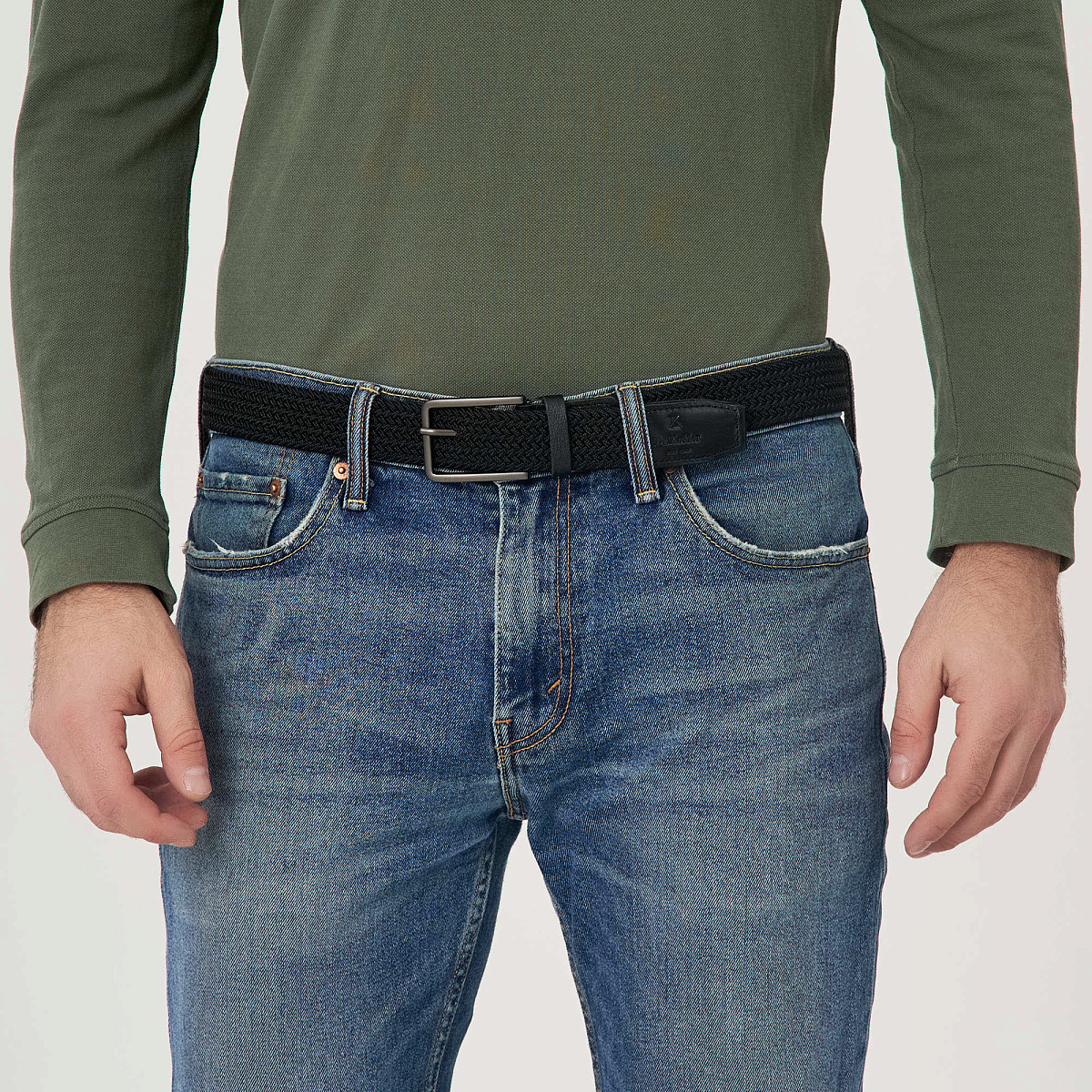 Ремень Dr.Koffer из натуральной кожи и текстиля коричневый