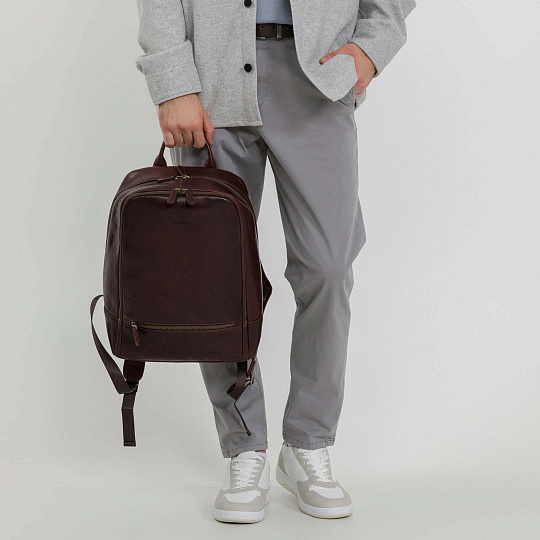 Рюкзак Dr.Koffer из натуральной кожи темно-коричневый