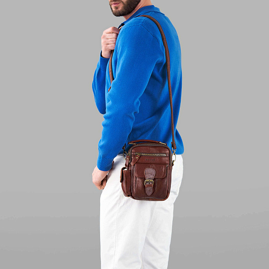 Сумка через плечо Dr.Koffer из натуральной кожи коричневая