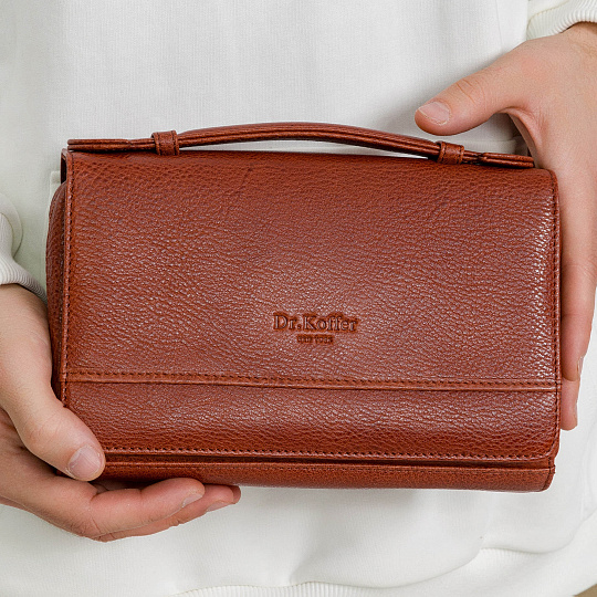 Сумка барсетка из натуральной кожи Dr. Koffer коричневая