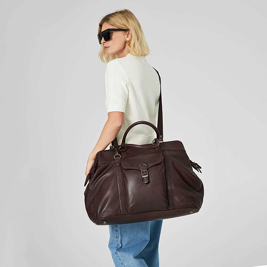 Сумка дорожная Dr.Koffer из натуральной кожи коричневая