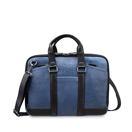 Деловая сумка Dr.Koffer из натуральной кожи синяя