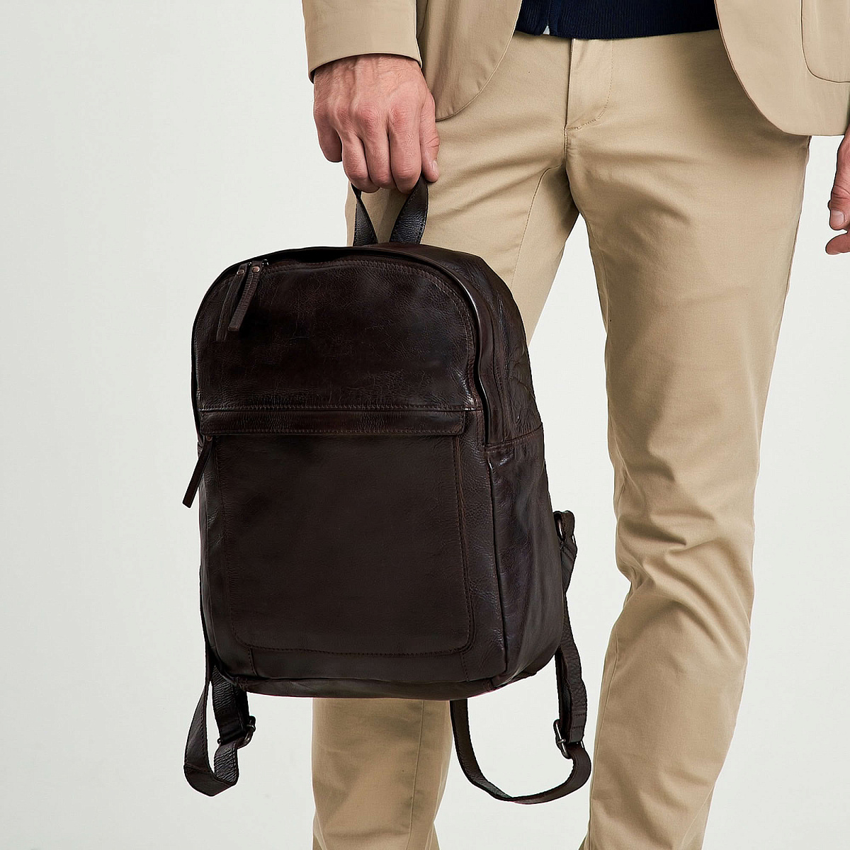 Рюкзак Dr.Koffer из натуральной кожи темно-коричневый