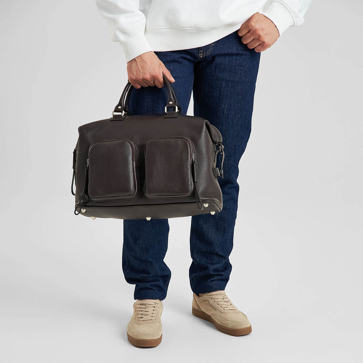 Сумка дорожная Dr.Koffer из натуральной кожи коричневая