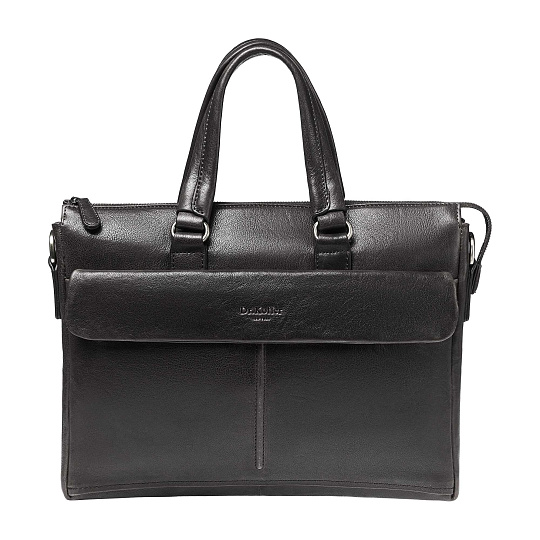 Деловая сумка Dr.Koffer из натуральной кожи черная