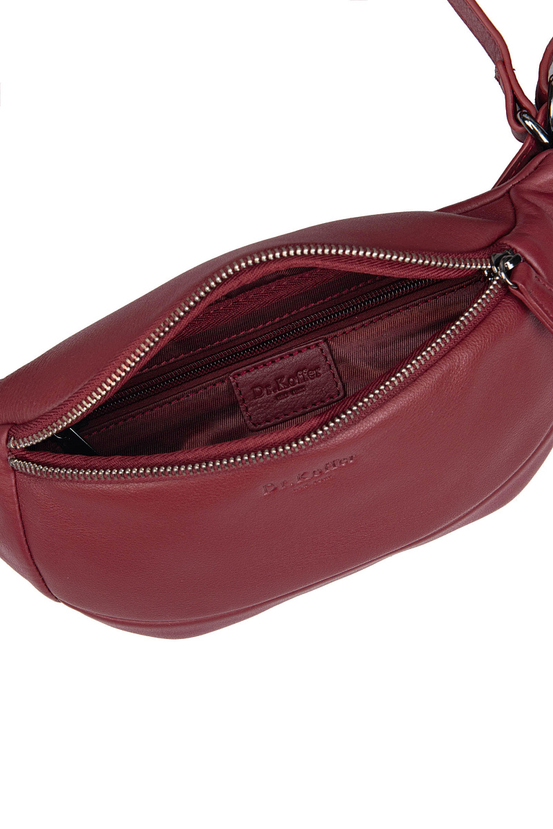 Сумка на пояс Dr. Koffer из натуральной кожи бордовая