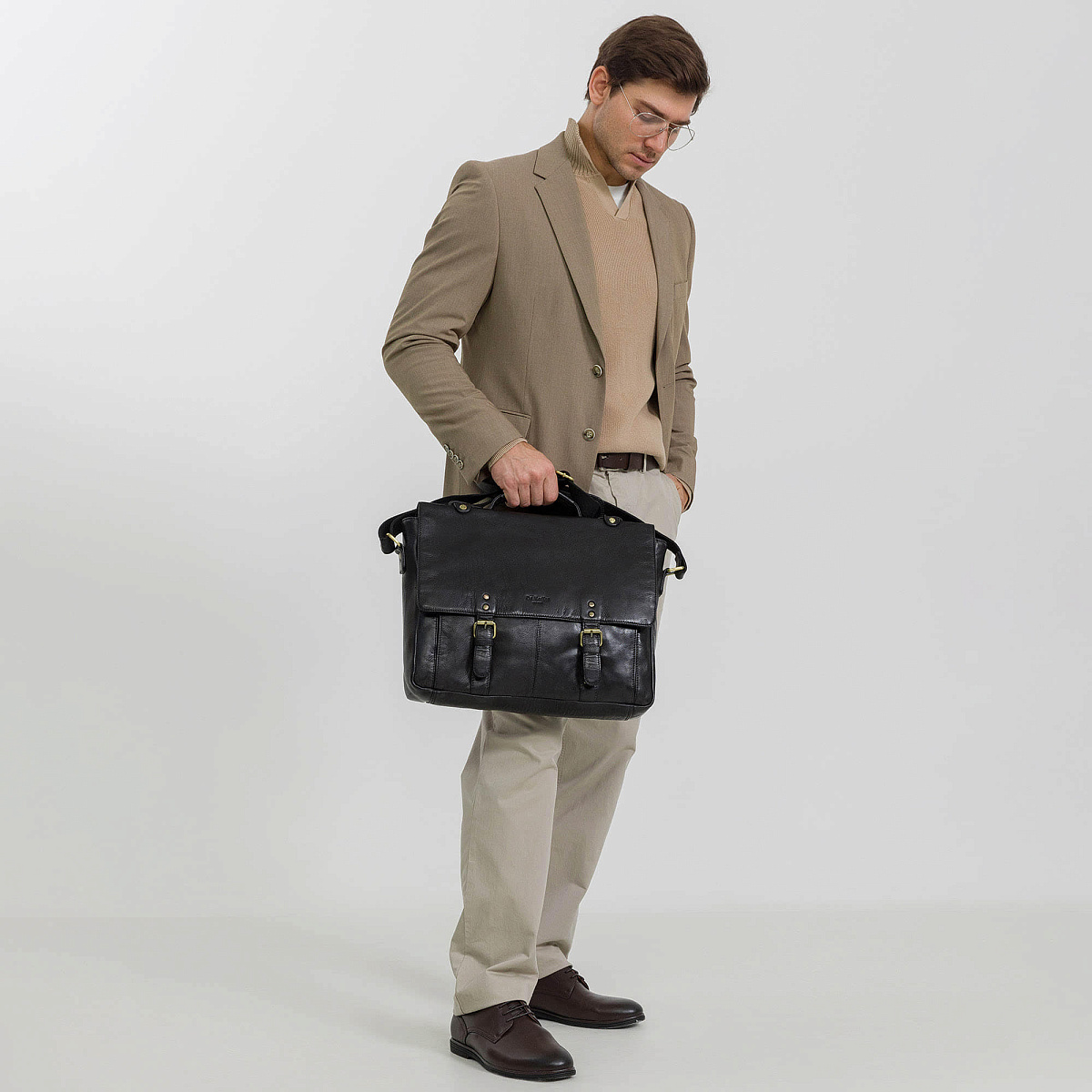 Портфель Dr.Koffer из натуральной кожи черный