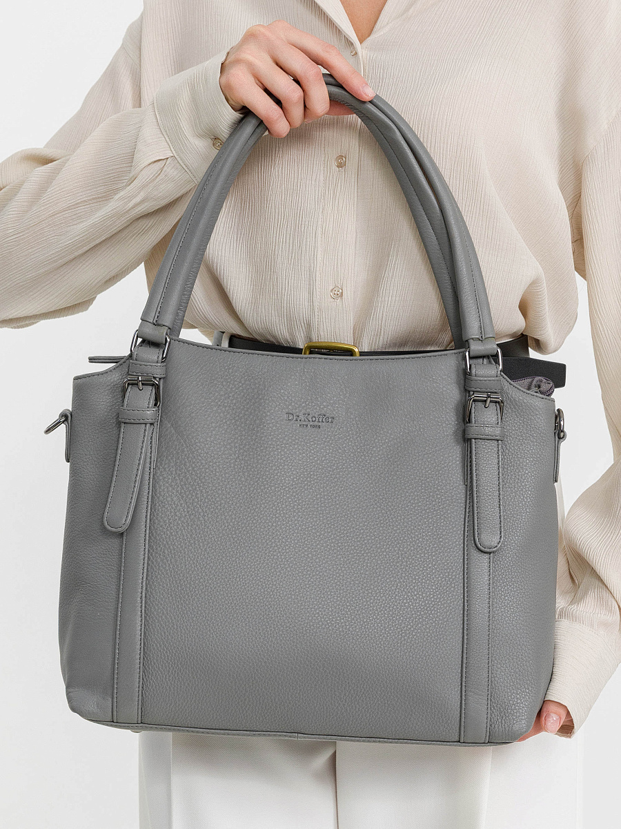 Женская сумка Dr.Koffer из натуральной кожи серая