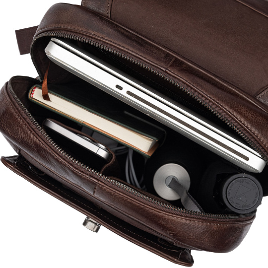 Рюкзак Dr.Koffer из натуральной кожи темно-коричневый