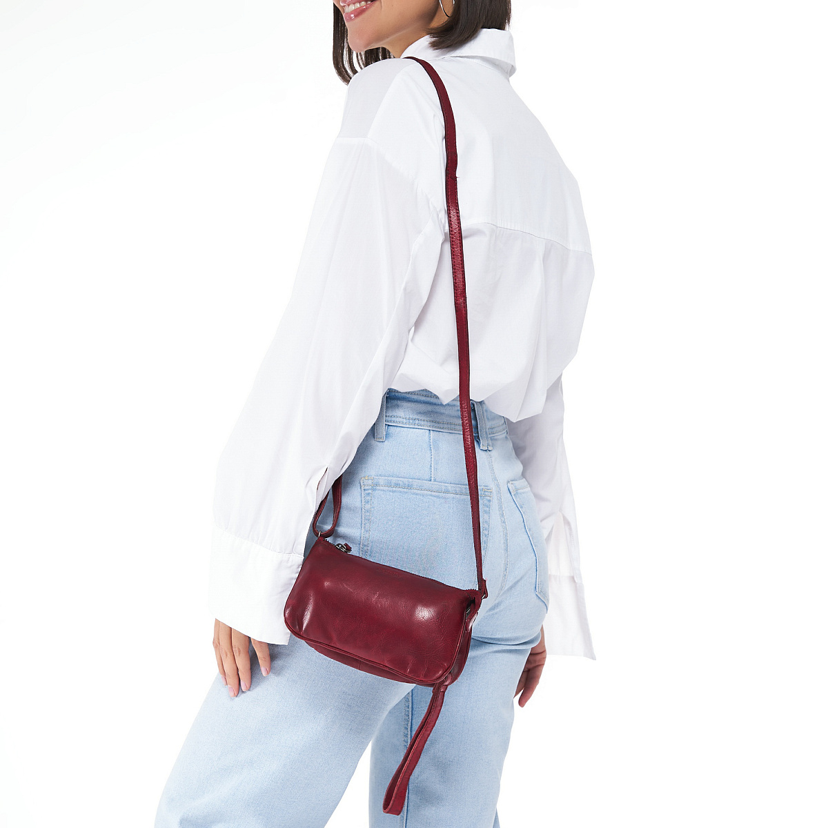 Сумка через плечо Dr.Koffer из натуральной кожи красная