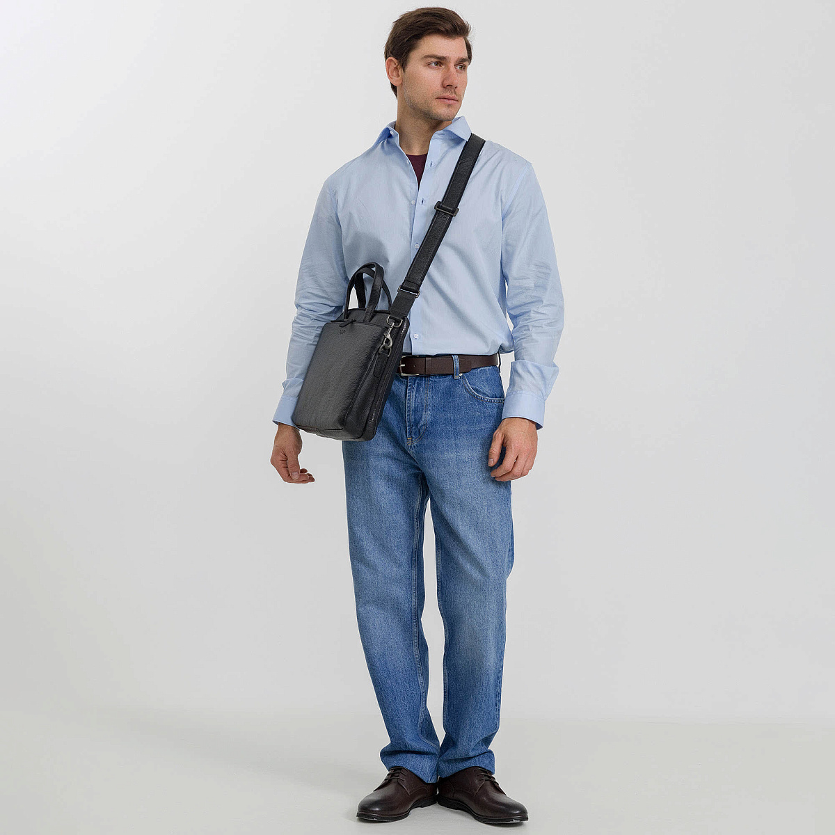 Деловая сумка Dr.Koffer из натуральной кожи черная